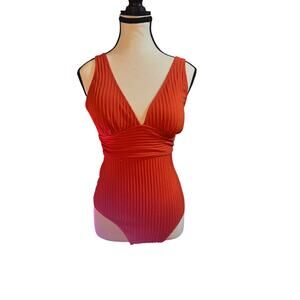 CUPSHE OnePiece Swimsuit  Ruched Wrap Deep V Neck Wide Straps nwt size medium